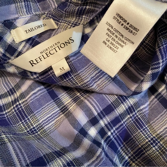 Northern Reflections plaid cotton long sleeved button down. - Picture 3 of 3